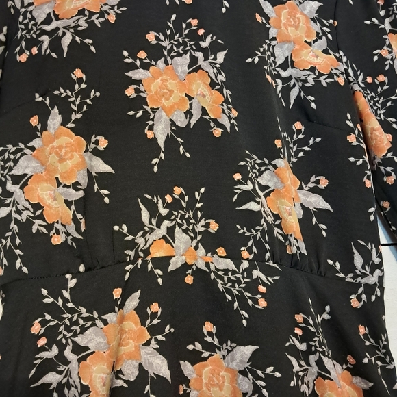 Free People Women's Long Sleeve Dress Size 4 Black Orange Floral Mini - Picture 6 of 12